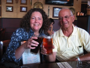 Dad drinking with his daughter-in-law