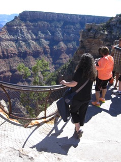 Looking down into the  chasm.  <hr>  Der Blick in die Vertiefung.