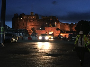 Evening shot of Edinburgh Castle, located near our tour meeting/drop off point.