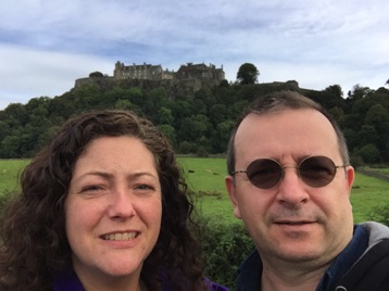 Squinting into the sun at Stirling Castle,  strategic battle ground for William Wallace and Robert the Bruce.  Childhood home of Mary Queen of Scotts…who was eventually beheaded by her cousin Queen Elizabeth I.